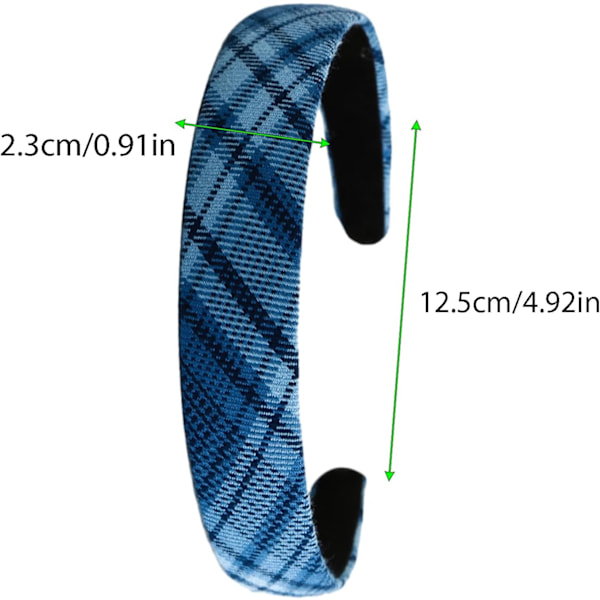 2 stk. Hårbånd Kvinder Tartan Hårbånd Stof Hårbånd til Kvinder Piger (Blå)