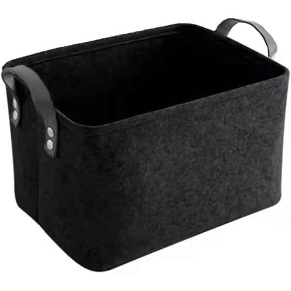 Sort Kurv, Sort Opbevaringsboks, Filt Opbevaringskasser, Opbevaringskurve, Filt Opbevaringskurv, Foldbar Åben Opbevaringskasser