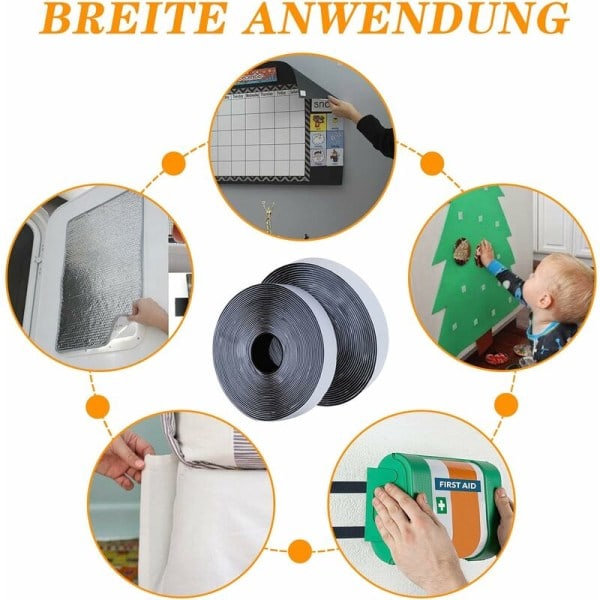 8M Ekstra Stærk Selvklæbende Velcro, Dobbelt Klæbende med Velcro 20mm Bred Selvklæbende Velcro og Hæklet Bånd (Sort)