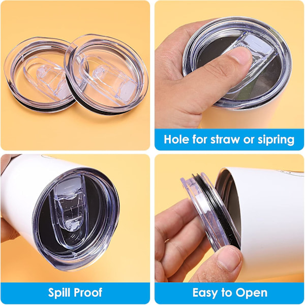 2PCS 20 Oz Skinny Ersättningslock Tumbler Ersättningslock Genomskinliga Spill Proof Hållbara Lock Tumblers Lock Cup Plast Stänk