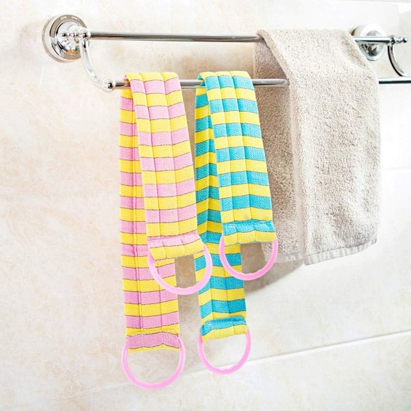 3 stk Luffa Eksfolierende Rygg Skrubber Ryggvasker Badbørste Kroppssvamper Luffa med Ryggstropp for Menn og Kvinner