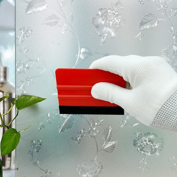 Muovista valmistettu reunalla oleva filtti-squeegee, 10x7cm, vinyyliapplikaattori tapettisuojain ikkunakalvosqueegee, 1 kpl, punainen