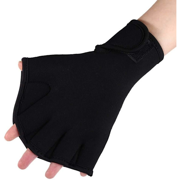 Handskar 1 par simning simhudar handskar vattenmotstånd tränings paddlar vuxen justerbar dykning hand surfing sport hand fenor simmare elastisk anka（M)