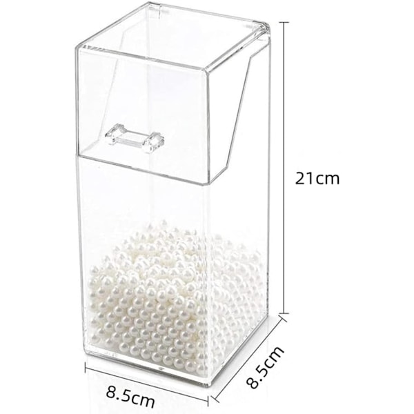 Sminkepenselholder med lokk, støvtett kosmetisk oppbevaringsboks, akryl sminkepenselorganisator med perler