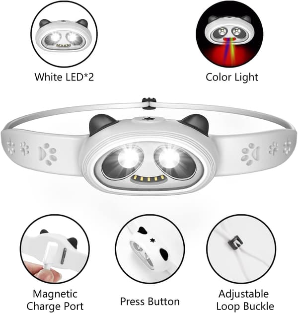 Hodelykt for voksne og barn, Panda-design, oppladbar LED-hodelykt, supersterk hodelykt for camping utendørs