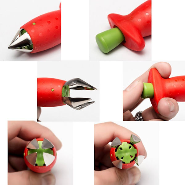 Multi Claw Strawberry Huller i rostfritt stål och plast ABS 2Pcs