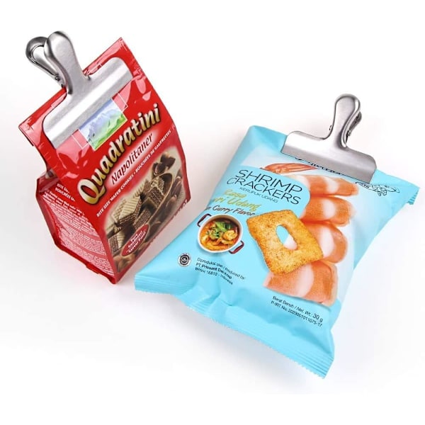HETA FYND 8 X Matpåsklämmor Metall Chipspåsklämmor Rostfritt Stål Chipspåsklämmor Storlek 3 Tum för Lufttät Tätning