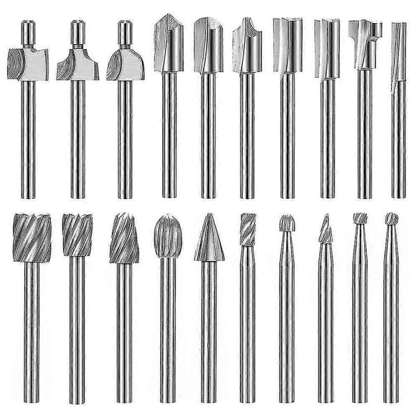 20 stk. HSS Fræser Karbid Graveringsbits til Dremel Fræsersæt 1/8\" (3 mm) Skaft til Dremel Proxxon