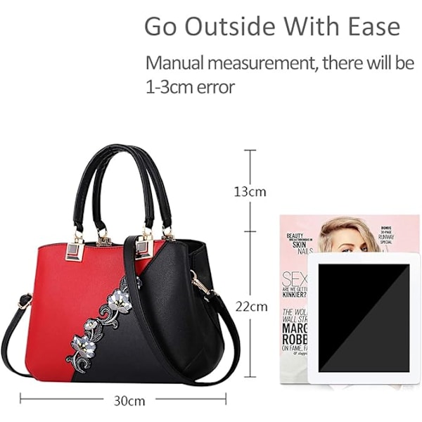 Håndvesker fasjonable kvinnevesker for damer blomstermønster crossbody vesker skjøting farge skuldervesker Red