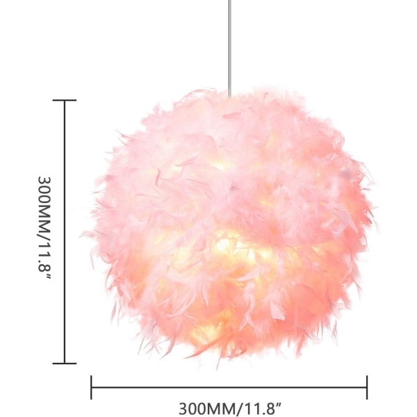 Fjäderlätt lampskärm för taklampa, fluffig lampskärm Lamp skärm Ljusskärm för bordslampa och golvlampa, sovrum diameter 30 cm, rosa