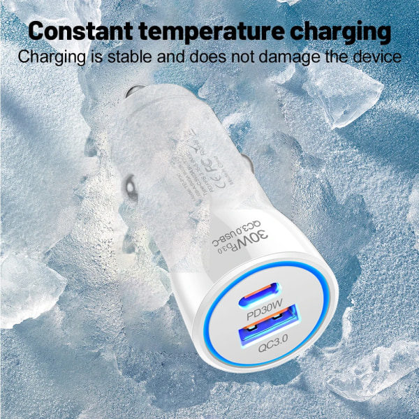 30W PD QC 3.0 Nopea Auton Lataus USB C Lataus Apple iPhone 12 13 14 15 Pro/Max/Plus Samsungille Nopea Auton Lataus