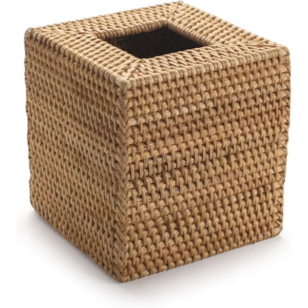 Rattan servetthållare för hem, kontor och bil (naturlig, 14x14x15cm)