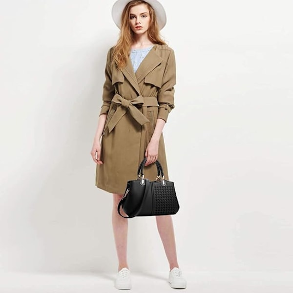 Damhandväskor axelväska crossbody väska tote satchel plånbok PU läder svart