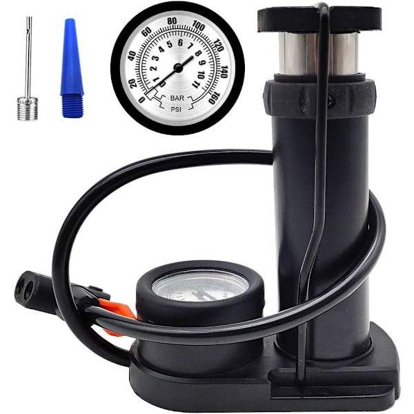 Mini Bike Pump with Pressure Gauge for Presta & Schrader Valves, Portable Bicycle Air Pump Bike Floor Pump for All Bikes