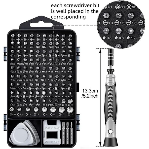 Skruvmejselset - 122 i 1 precisionsskruvmejselset, CRV magnetiska skruvmejselset med magnetisk matta - DIY mini skruvmejselset för klocka