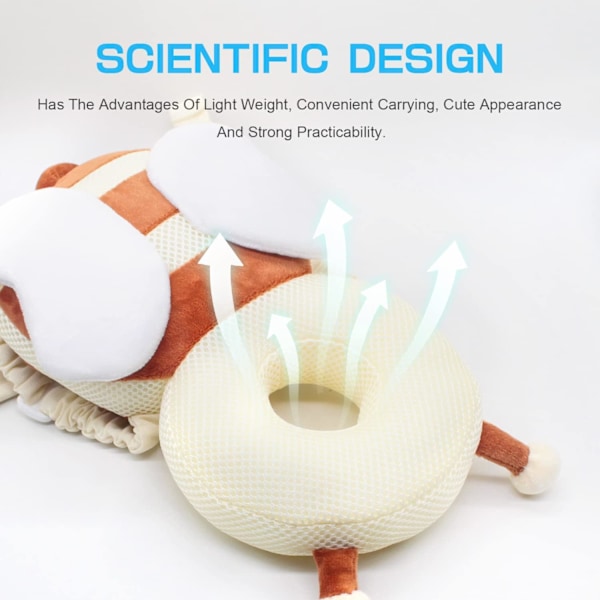 Babyhuvudskydd, Babyhuvudskyddsryggsäck, Justerbara småbarnshuvudskydds säkerhetsdynor, för 4-24 månader babyinlärning att gå Honeybee