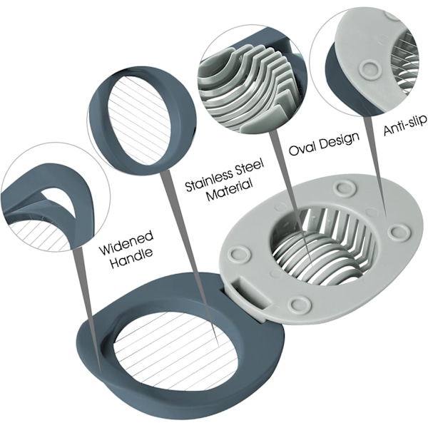 Äggskärare med rostfria ståltrådar, multifunktionell äggskärare för jämn skärning av kokta ägg, skinka och jordgubbar Blue
