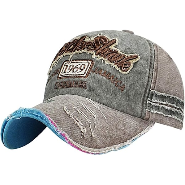 Baseball Cap Klassisk Sports Casual Sommerhat Almindelig Solhat Unisex Justerbar Rock Shark Vintage Distressed Bomuld Baseball Caps Kant Slibning, Kaffe