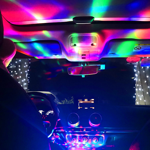 4 stk USB Mini Diskotek Lys, Flerfargede LED Bil Atmosfærisk Lys, Lydaktivert Magisk Strobe Party Lys