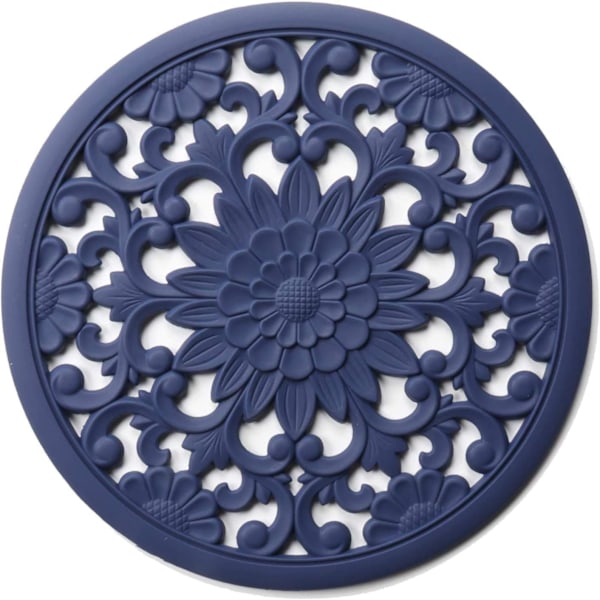 Silikon Trivet Matter, 3 Varmebestandige Grytekluter, Multifunksjonelle Sklisikre Varmeunderlag for Kjøkkenbenker & Bord (Blå)