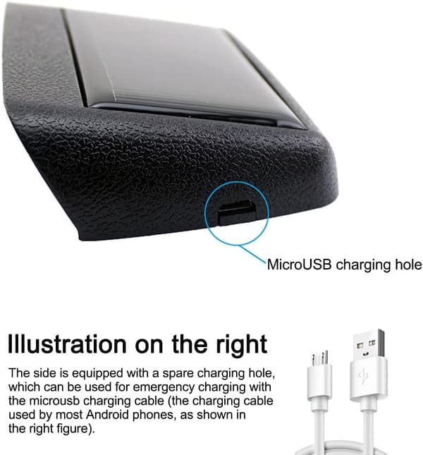 Bilsolcellsdriven LCD-klocka, bilsolcellsdriven LCD-klocka med tid (12/24 timmar) + datum + vecka + temperatur