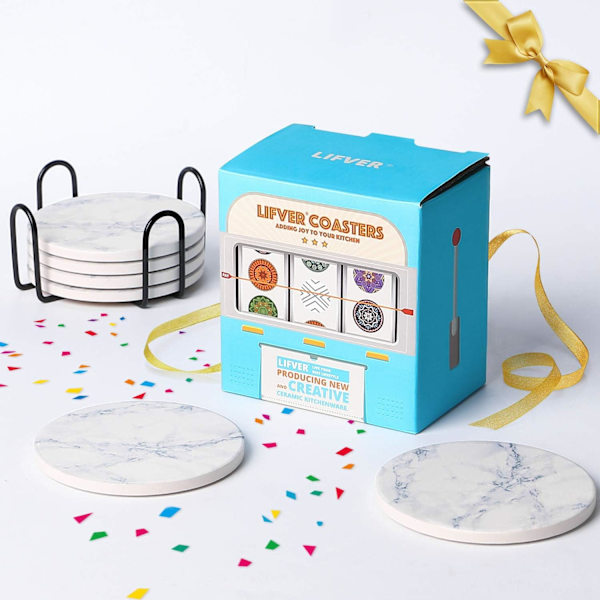 Aluslaatat - Aluslaatat 6 kpl - Marmorialuslaatat Keraamiset - Aluslaatat pidikkeellä ja korkkipohjalla, naisille ja miehille eri kuppeihin, pöydille ja kodin sisustukseen, 4 '' White Marble