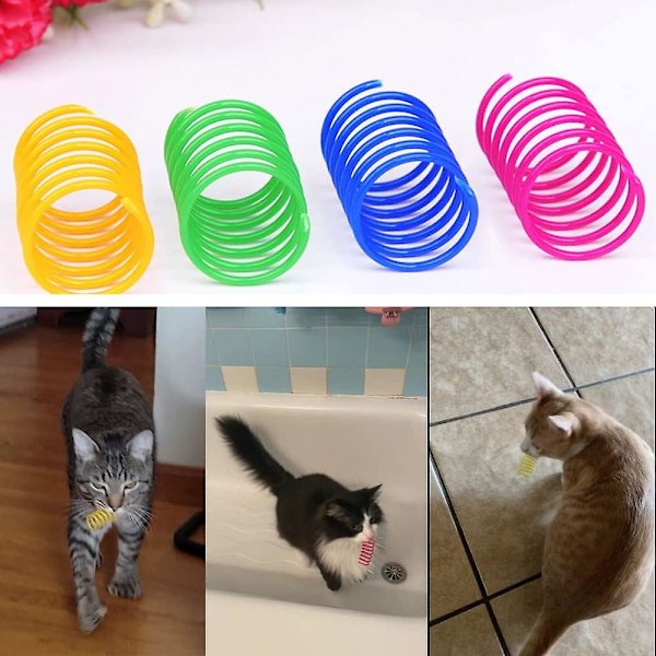 Katt Spiralfjäder, 12 st Kreativa Katt Leksaker för att Döda Tid och Hålla sig i Form Interaktiv Katt Leksak Hållbar Tung Plastfjäder Färgglada Fjädrar Katt Leksak för Slagsmål