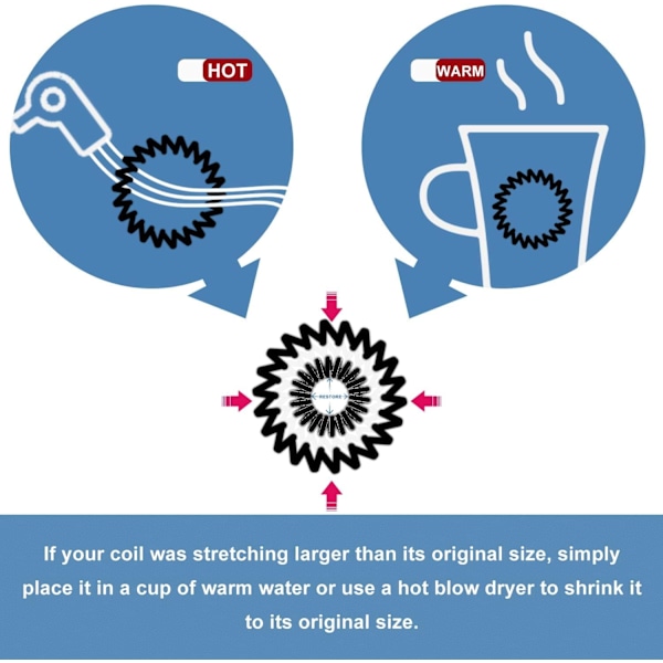 Spiral Hårbånd, 12 stk. Klart Plastik Hårspiralbånd, Spiral Hestehale Holder Telefonledning Bobbles Bånd Sæt til Kvinder Piger Hårtilbehør black