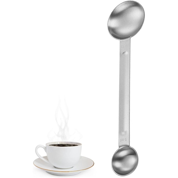 Kaffeske til Malet Kaffe - Rustfrit Stål | Multifunktionelle Kaffeværktøjer til Måling og Tampning Silver