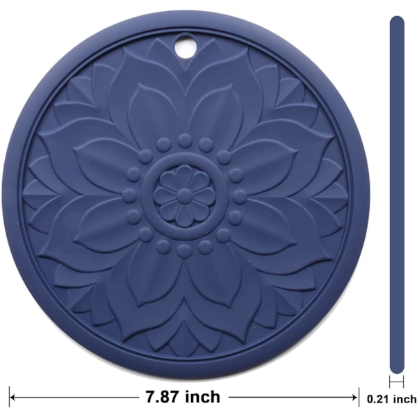 Silikonunderlägg, 3 värmebeständiga grytunderlägg, mångsidiga halkfria underlägg för köksbänkar och bord (blå)