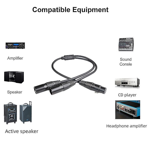 Xlr Splitter Kabel, 3 Pins Xlr Hun til Xlr Han Patch Y Kabel Afbalanceret Mikrofon Splitter Ledning Au