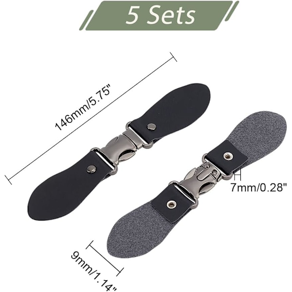 5 Sett Sy på Toggle Lukninger, Svart Metall Lær Kapp Spenne Festene, Sy Snap Toggle Knapper, Frakker Spenne Klipp