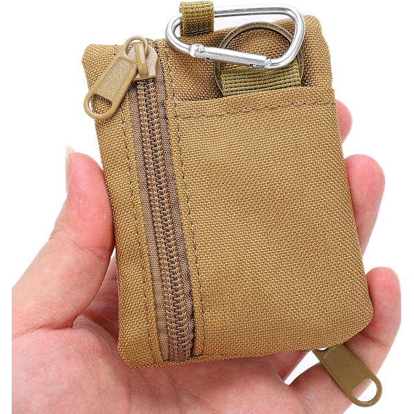 Mini-kukkaro, EDC-ulkoilukukkaro karabiinilla, retkeilyvetoketjullinen kannettava laukku ulkoiluun Green