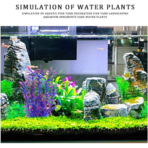 Akvariefisktank Plastväxter, Simulering av Vattenväxter Lila Akvarie Vattenväxter för Akvarium Ornament Naturlig Design Dekorationer