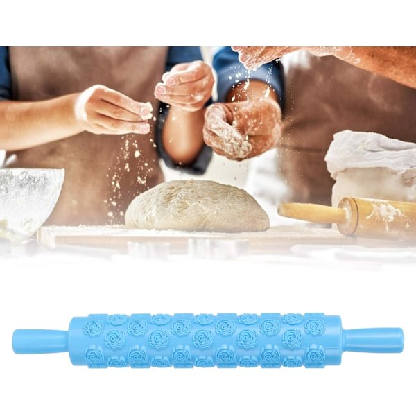 Präglade kavel, färgglada kakdekorationsgraverade präglingskavel med mönster för fondant, paj, skorpa, kaka, bakverk, glasyr Blue