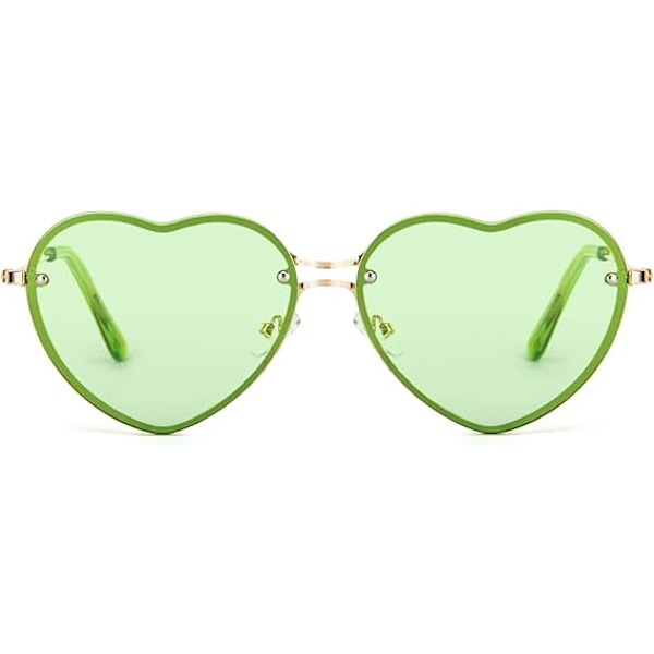 Hjärtformade solglasögon för kvinnor, mode, utan ram, UV400, festglasögon Green