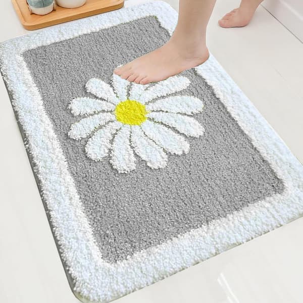 Plush Matta för Vardagsrum, Sovrum, Badrum - Halvrund, Absorberande, Halksäker, Maskintvättbar Gray