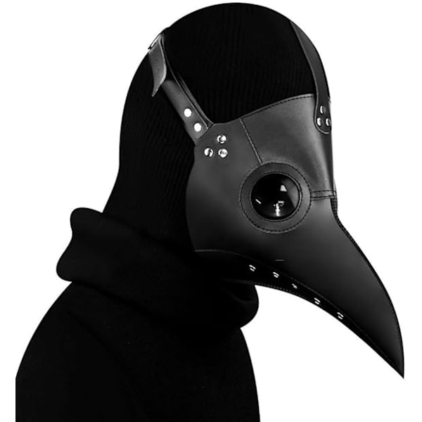 Plague Doctor Maske i Kunstlæder Steampunk Lang Fuglenæb Halloween Cosplay Party Kostume Sort White