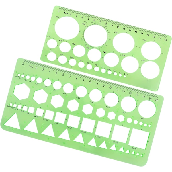 2 stk. Cirkelskabeloner Geometriske Tegneskabeloner Størrelse Velegnet til Kontor og Skole Bygningskabeloner Tegneskabeloner