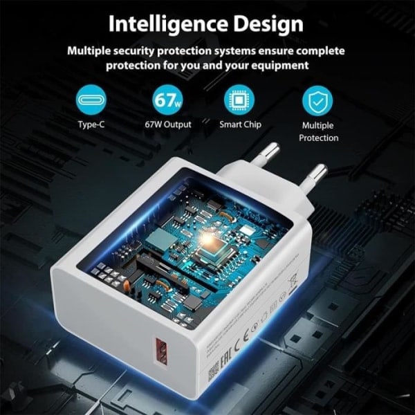 67W Nopea Laturi + 1M 6A USB-C Kaapeli Xiaomi Redmi 13C:lle, Redmi Note 13 4G-5G:lle, Redmi Note 13 Pro 4G-5G:lle, Note 13 Pro+ 5G:lle