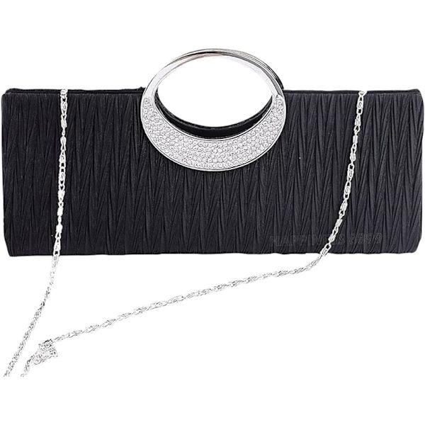 Naisten Tote-laukku, Naisten Kristalli Diamante -Clutch-lompakko, Morsiamen Hää- ja Iltapukujuhlalaukku, Musta, Valkoinen, Hopea