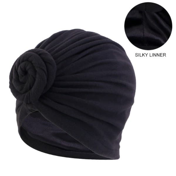 Dame Turban Dækning SORT Sort Royal Blue