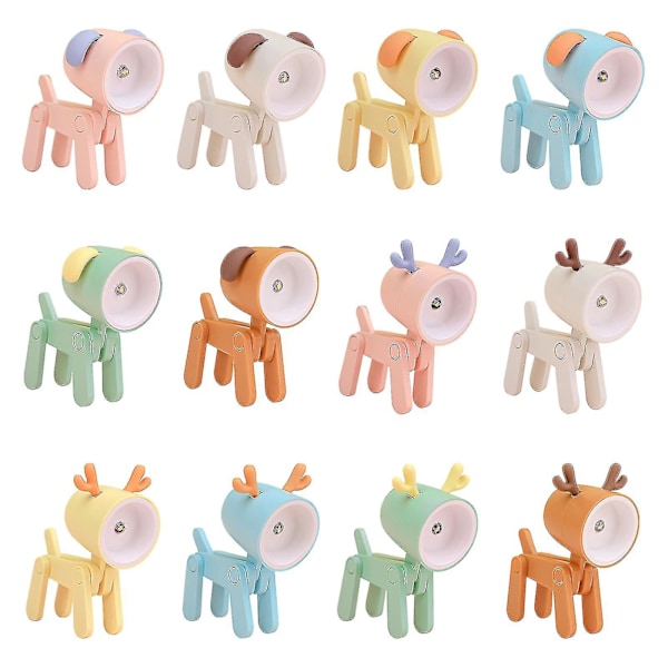 Mini Tegneserie Dyr LED Skrivebordslampe Bærbar Justerbar Sød Kæledyrs Natlampe green dog