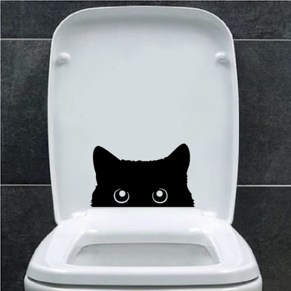 Pakke med 6 Søde Katte Kigger Silhuet Sticker - Børneværelse Dekal - Bil Bumper Sticker - Lyskontakt Sticker - Kopsticker - Gave (10cm x 6.4cm, Sort)