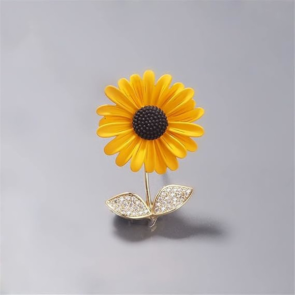 Solros emalj pin strass växt blomma brosch krage pin krage halsduk kläder accessoarer present smycken för kvinnor flickor