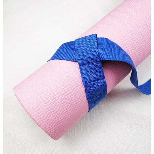 Yogamattbälte, justerbara öglor för alla mattor (matta ingår ej) Blue