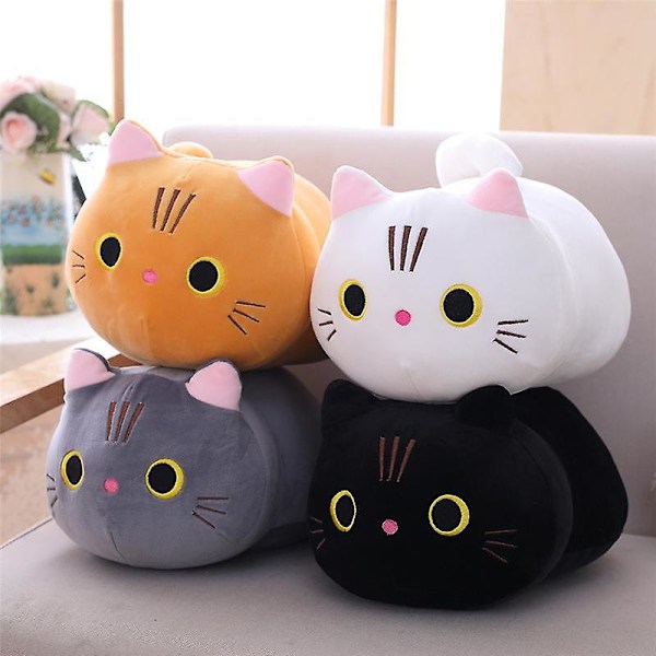 Söt mjuk katt plysch kudde soffkudde - tecknad djurdocka Black - 50cm