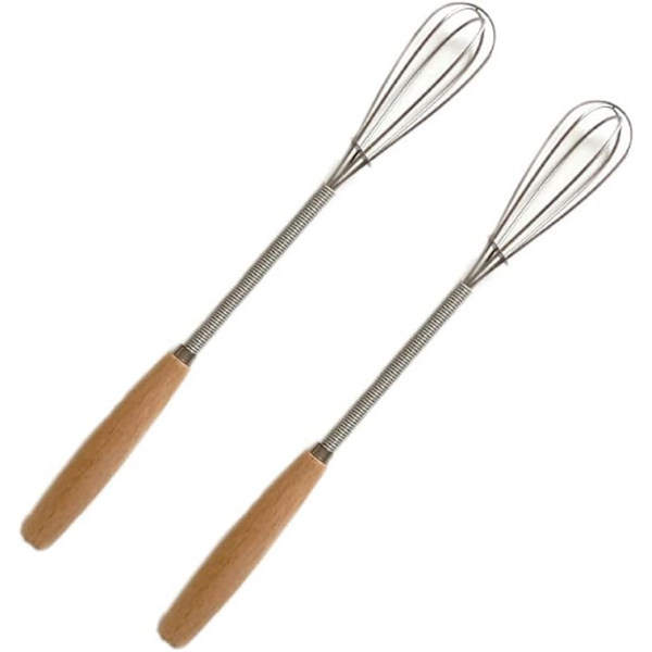 2-pack liten visp i rostfritt stål, äggvisp för matlagning, skummare för omrörning, vispning, blandning av ingredienser, såser
