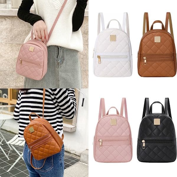 PU Läder Axel Mini Liten Ryggsäck Multifunktion brown