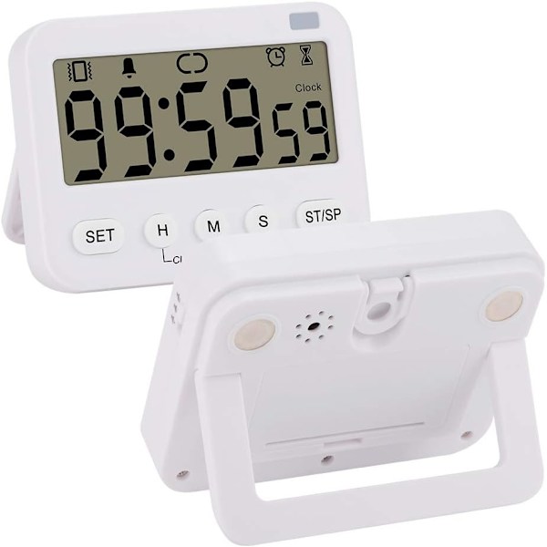 Digital Timerur, Multifunktionel Digital Ur Nedtællingstimer Begivenhedstimer med Alarm, Magnetisk Bagside Storcifret Display Vibration/Lydalarm 2 Pack